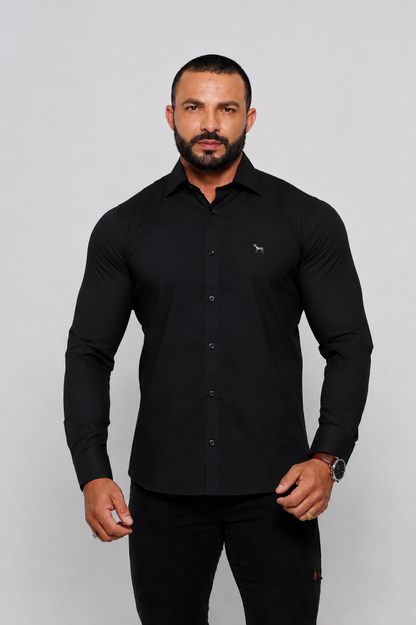 Camisa Bazis preta masculina manga longa