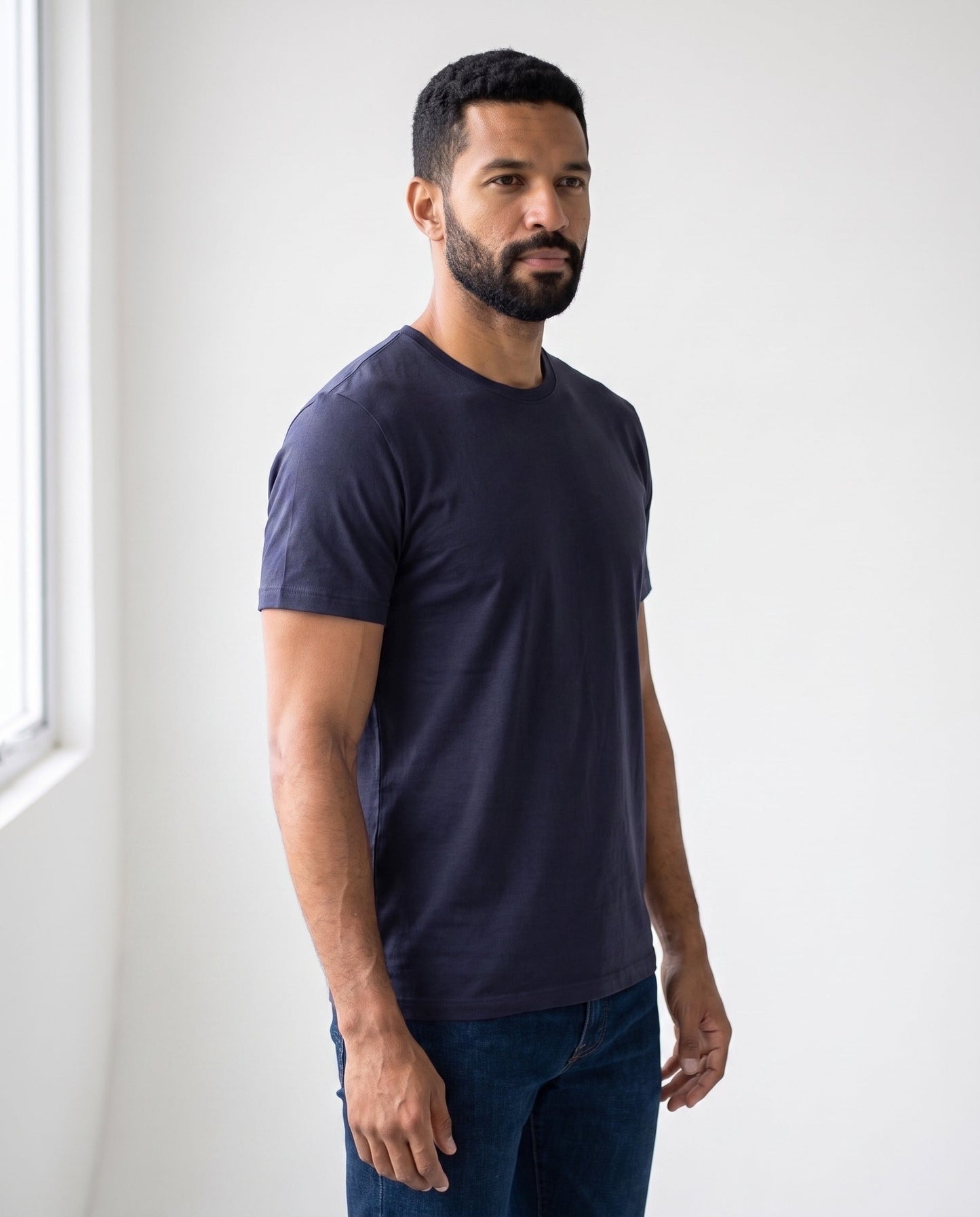 Camisa Gamboa azul-marinho masculina — vista lateral