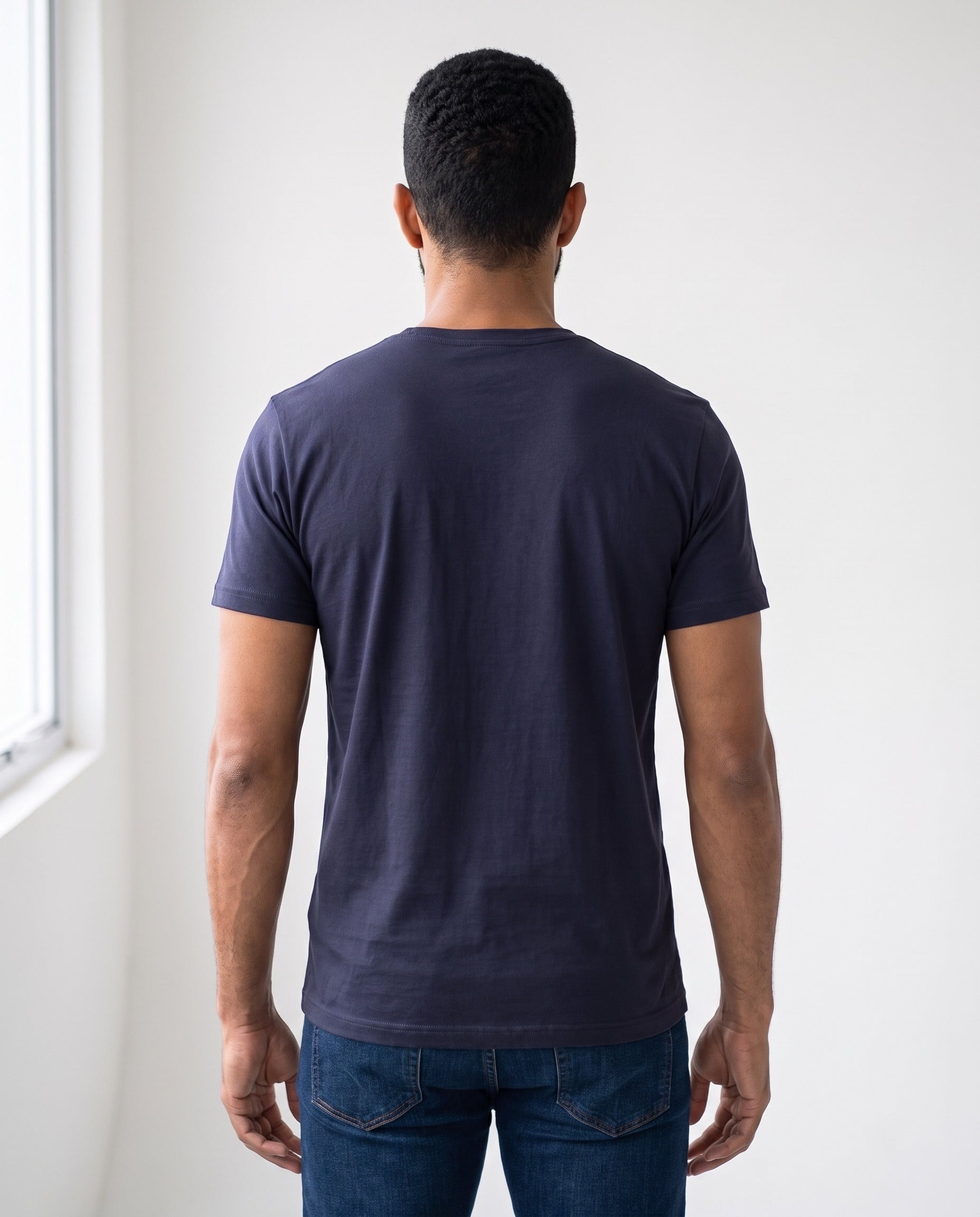 Camisa Gamboa azul-marinho masculina — vista das costas