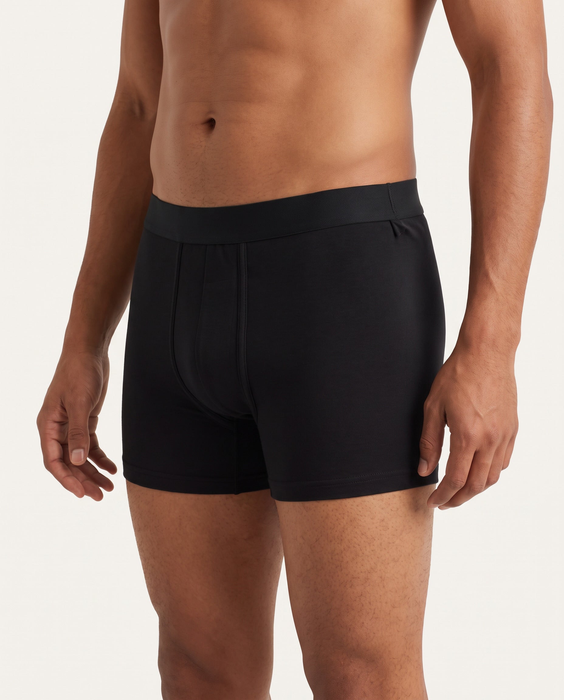 Kit 3 cuecas boxer preta masculina — vista lateral